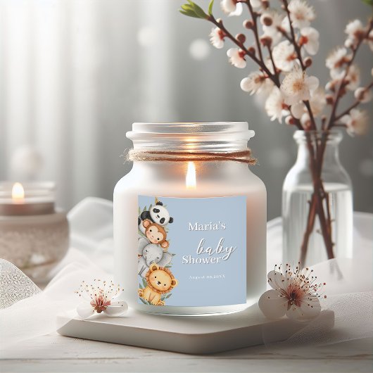 パステルトロピカルベビーシャワージャングルサファリ動物 スクエアシール