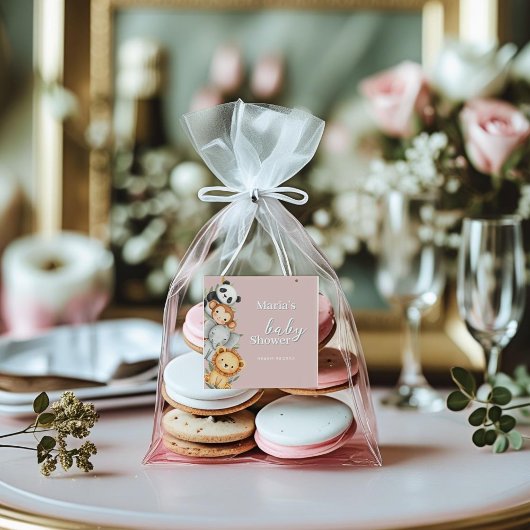 パステルトロピカルベビーシャワージャングルサファリ動物 スクエアシール