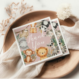 パステルトロピカルベビーシャワージャングルサファリ動物 スタンダードカクテルナプキン