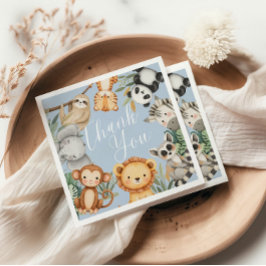 パステルトロピカルベビーシャワージャングルサファリ動物 スタンダードカクテルナプキン