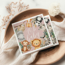 パステルトロピカルベビーシャワージャングルサファリ動物