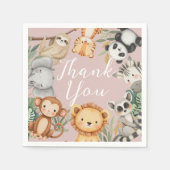 パステルトロピカルベビーシャワージャングルサファリ動物 スタンダードカクテルナプキン (正面)