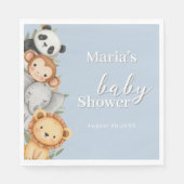 パステルトロピカルベビーシャワージャングルサファリ動物 スタンダードランチョンナプキン (正面)