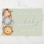 パステルトロピカルベビーシャワージャングルサファリ動物 スパークリングワインラベル (シングルラベル)