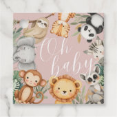 パステルトロピカルベビーシャワージャングルサファリ動物 フェイバータグ (正面)