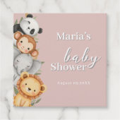 パステルトロピカルベビーシャワージャングルサファリ動物 フェイバータグ (正面)