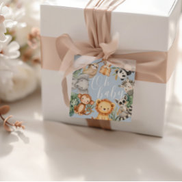 パステルトロピカルベビーシャワージャングルサファリ動物 フェイバータグ