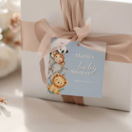 パステルトロピカルベビーシャワージャングルサファリ動物 フェイバータグ