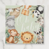 パステルトロピカルベビーシャワージャングルサファリ動物 フェイバータグ (正面)