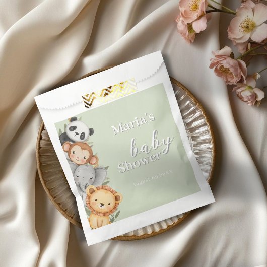 パステルトロピカルベビーシャワージャングルサファリ動物 フェイバーバッグ