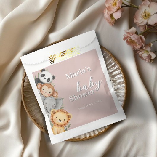 パステルトロピカルベビーシャワージャングルサファリ動物 フェイバーバッグ