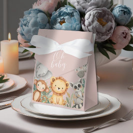 パステルトロピカルベビーシャワージャングルサファリ動物 フェイバーボックス