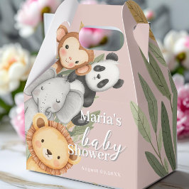 パステルトロピカルベビーシャワージャングルサファリ動物 フェイバーボックス