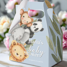 パステルトロピカルベビーシャワージャングルサファリ動物 フェイバーボックス