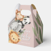 パステルトロピカルベビーシャワージャングルサファリ動物 フェイバーボックス (正面サイド)