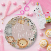 パステルトロピカルベビーシャワージャングルサファリ動物 ペーパープレート (パーティー)