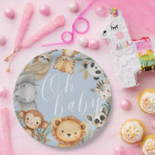 パステルトロピカルベビーシャワージャングルサファリ動物 ペーパープレート (パーティー)