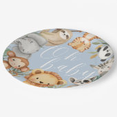 パステルトロピカルベビーシャワージャングルサファリ動物 ペーパープレート (アングル)