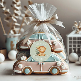 パステルトロピカルベビーシャワージャングルサファリ動物 ラウンドシール