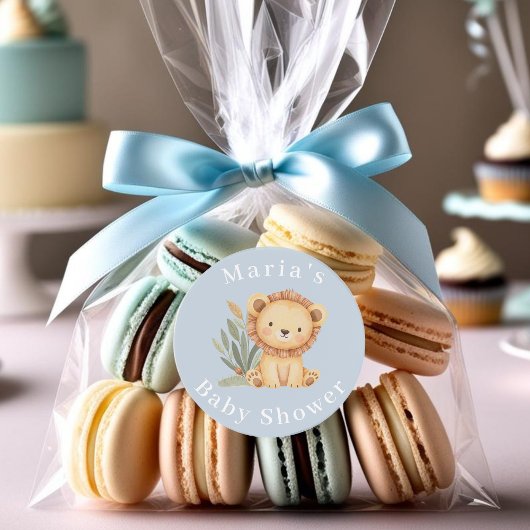 パステルトロピカルベビーシャワージャングルサファリ動物 ラウンドシール