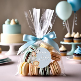 パステルトロピカルベビーシャワージャングルサファリ動物 ラウンドシール