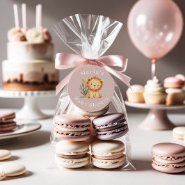 パステルトロピカルベビーシャワージャングルサファリ動物 ラウンドシール