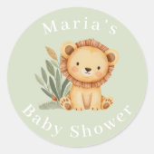パステルトロピカルベビーシャワージャングルサファリ動物 ラウンドシール (正面)