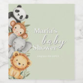 パステルトロピカルベビーシャワージャングルサファリ動物 ワインラベル (シングルラベル)