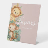 パステルトロピカルベビーシャワージャングルサファリ動物 台座サイン (正面)