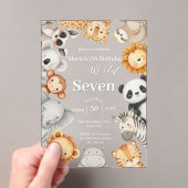 パステルトロピカルワイルドジャングルサファリ動物 アクリル招待状 (インサイチュ (ポータブル))