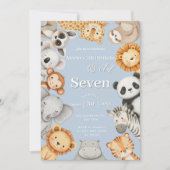 パステルトロピカルワイルドジャングルサファリ動物 招待状 (正面)