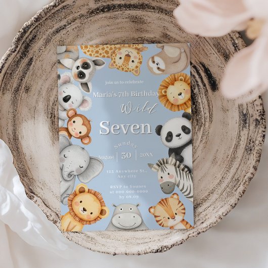 パステルトロピカルワイルドジャングルサファリ動物 招待状