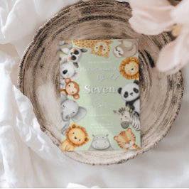 パステルトロピカルワイルドジャングルサファリ動物 招待状