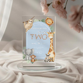 パステルトロピカルワイルドツージャングルサファリ動物 アクリル招待状