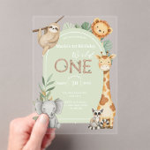 パステルトロピカルワイルドワンジャングルサファリアニマルズ アクリル招待状 (インサイチュ (ポータブル))