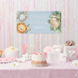 パステルトロピカルワイルドワンジャングルサファリフォトサイン 横断幕