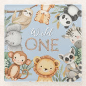 パステルトロピカルワイルドワンジャングルサファリ動物 ガラスコースター (正面)