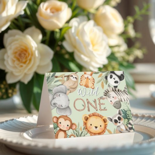 パステルトロピカルワイルドワンジャングルサファリ動物 サンキューカード