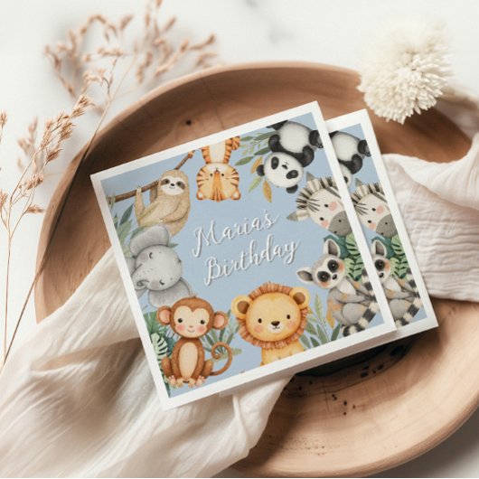 パステルトロピカルワイルドワンジャングルサファリ動物 スタンダードカクテルナプキン