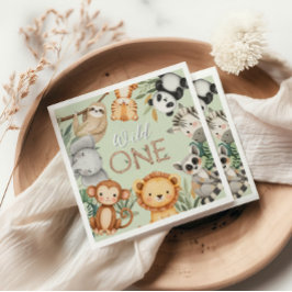 パステルトロピカルワイルドワンジャングルサファリ動物 スタンダードカクテルナプキン