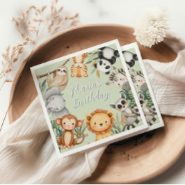 パステルトロピカルワイルドワンジャングルサファリ動物 スタンダードカクテルナプキン