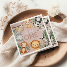 パステルトロピカルワイルドワンジャングルサファリ動物 スタンダードカクテルナプキン