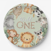パステルトロピカルワイルドワンジャングルサファリ動物 ペーパープレート (正面)