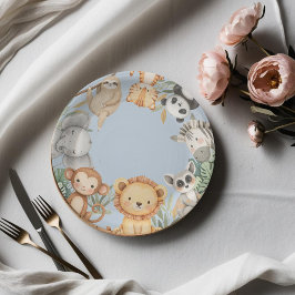 パステルトロピカルワイルドワンジャングルサファリ動物 ペーパープレート