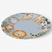 パステルトロピカルワイルドワンジャングルサファリ動物 ペーパープレート (アングル)