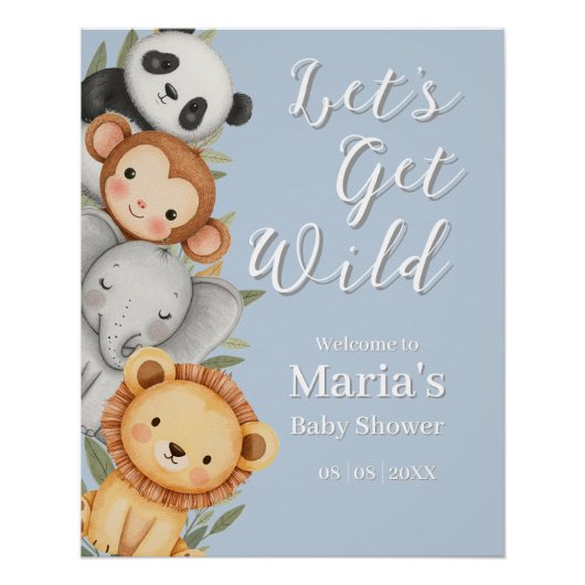 パステルトロピカルワイルドワンジャングルサファリ動物 ポスター (正面)