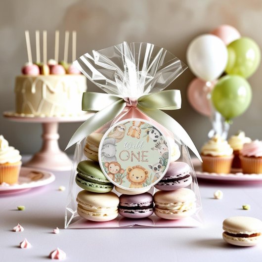 パステルトロピカルワイルドワンジャングルサファリ動物 ラウンドシール