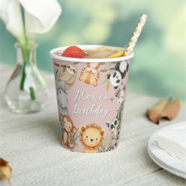 パステルトロピカルワイルドワンジャングルサファリ動物 紙コップ