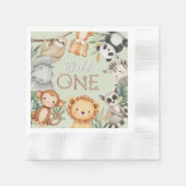 パステルトロピカルワイルドワンジャングルサファリ動物 縁ありカクテルナプキン (正面)