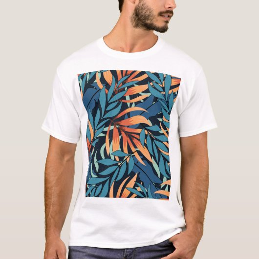 パステルトロピカル抽象芸術ボタニカル Tシャツ (正面)